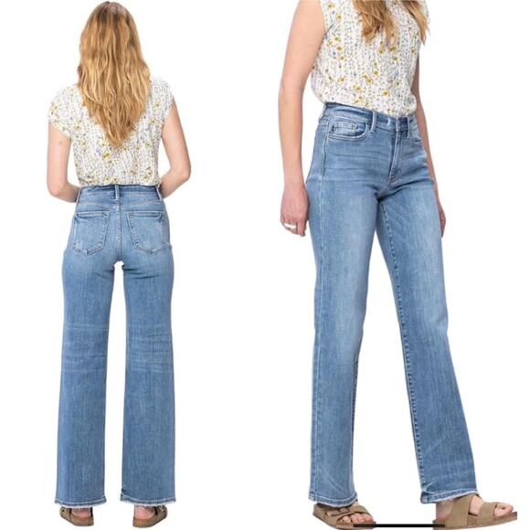 Judy Blue High Waist Wide Leg Jeans Distressed Vintage Wash size 18W - Picture 2 of 16